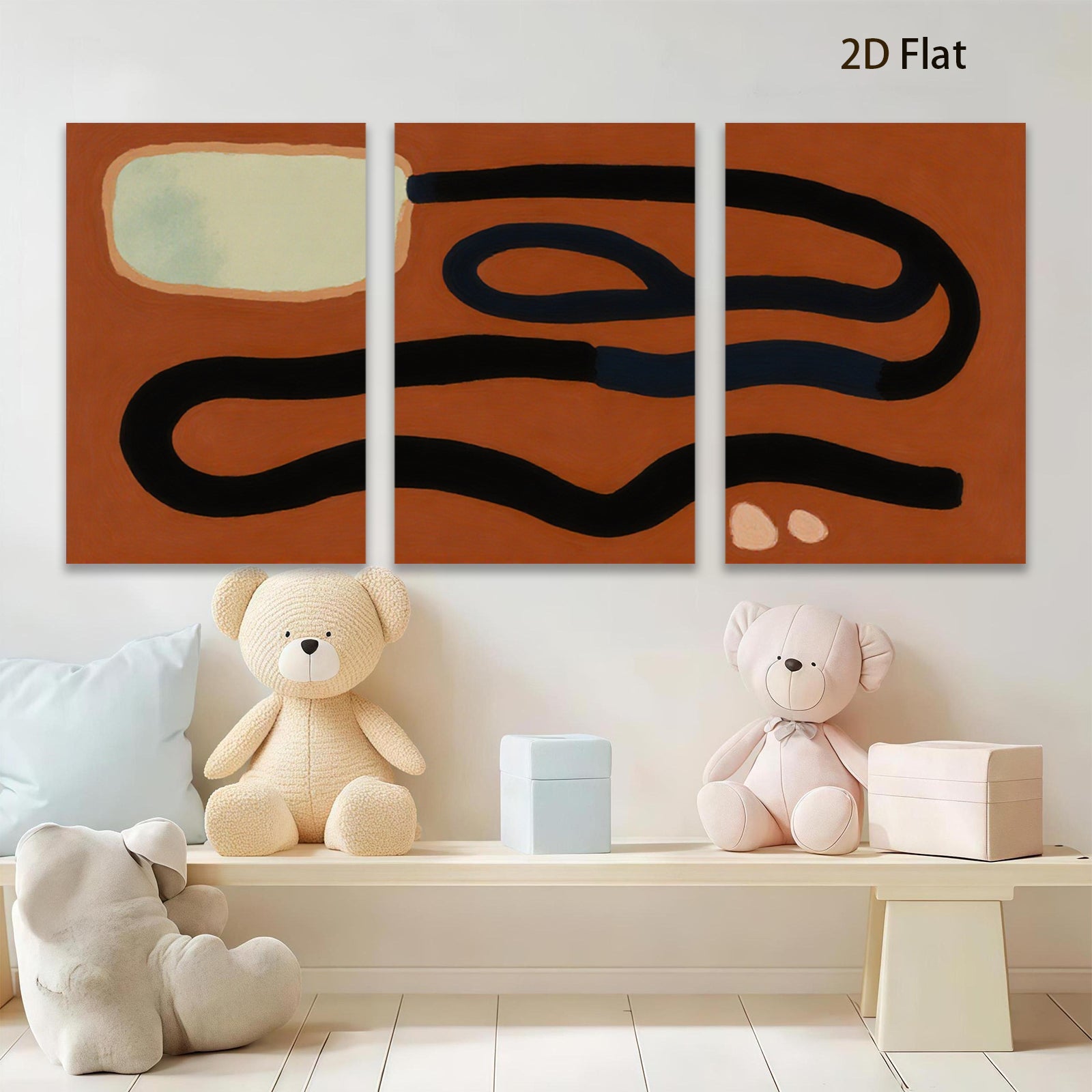 2D flat 1pc abstract linear forms modern minimalist wall art living room bedroom decor farmhouse style gallery wrapped canvas prints statement piece