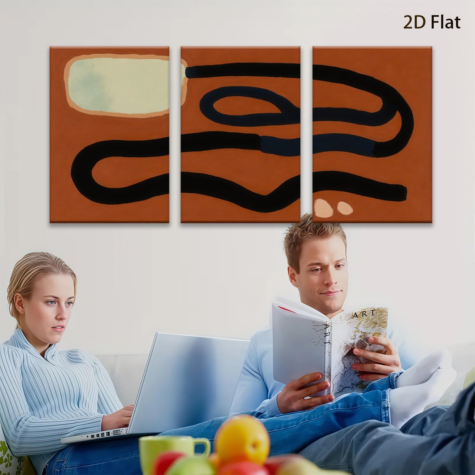 2D flat 1pc abstract linear forms modern minimalist wall art living room bedroom decor farmhouse style gallery wrapped canvas prints statement piece