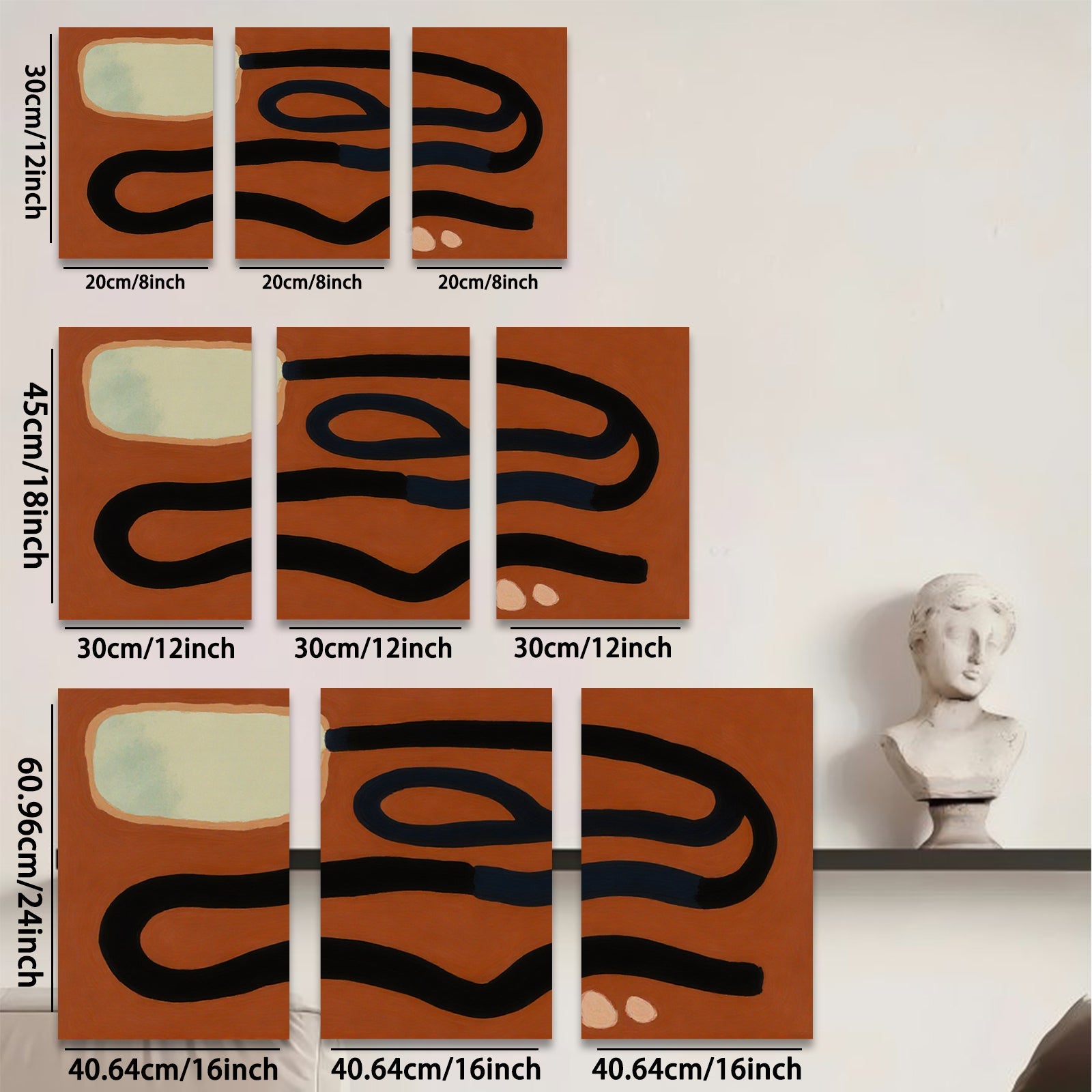 2D flat 1pc abstract linear forms modern minimalist wall art living room bedroom decor farmhouse style gallery wrapped canvas prints statement piece