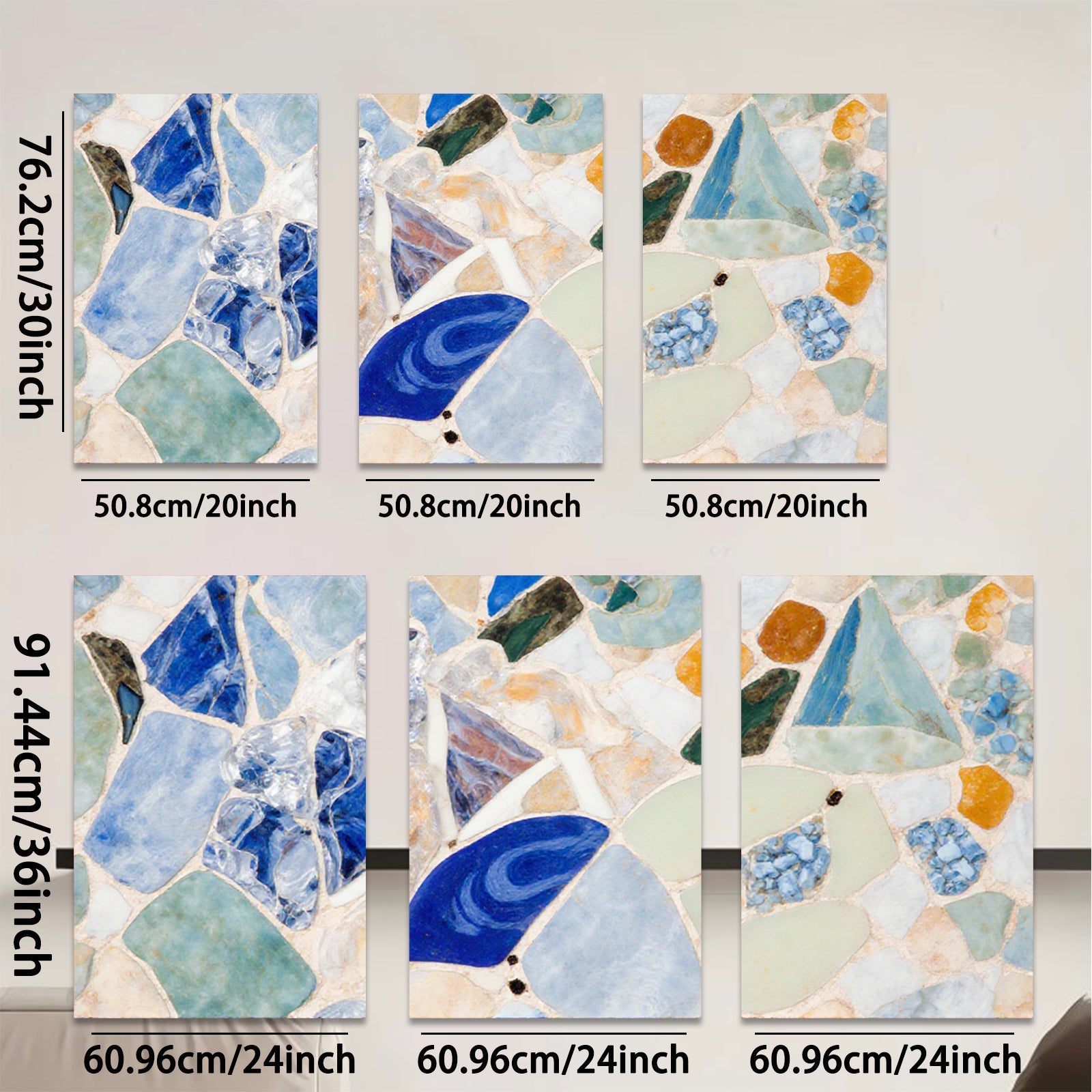 2D flat 1pc abstract mosaic glass texture modern wall art for living room bedroom home decor farmhouse style gallery wrapped canvas prints