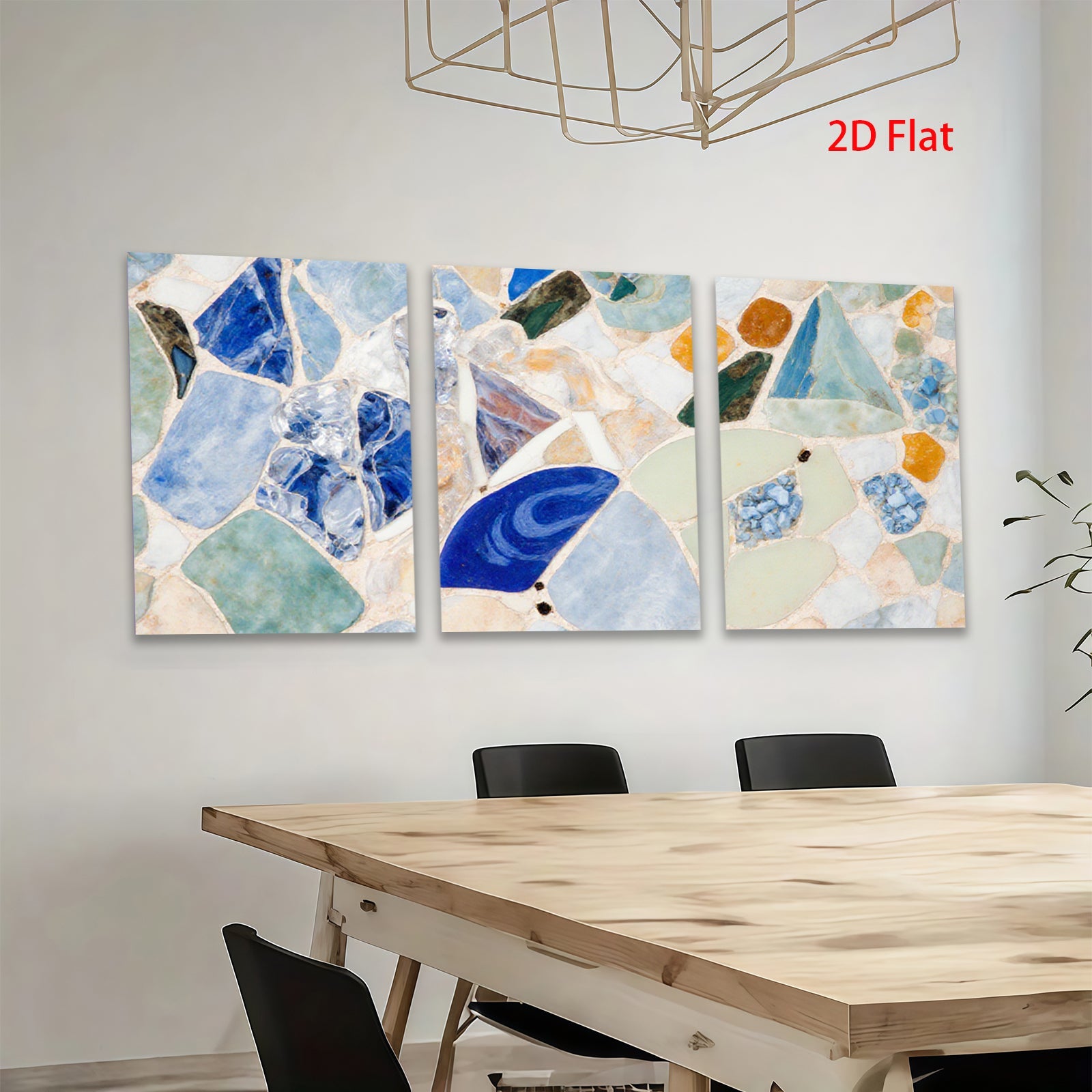 2D flat 1pc abstract mosaic glass texture modern wall art for living room bedroom home decor farmhouse style gallery wrapped canvas prints