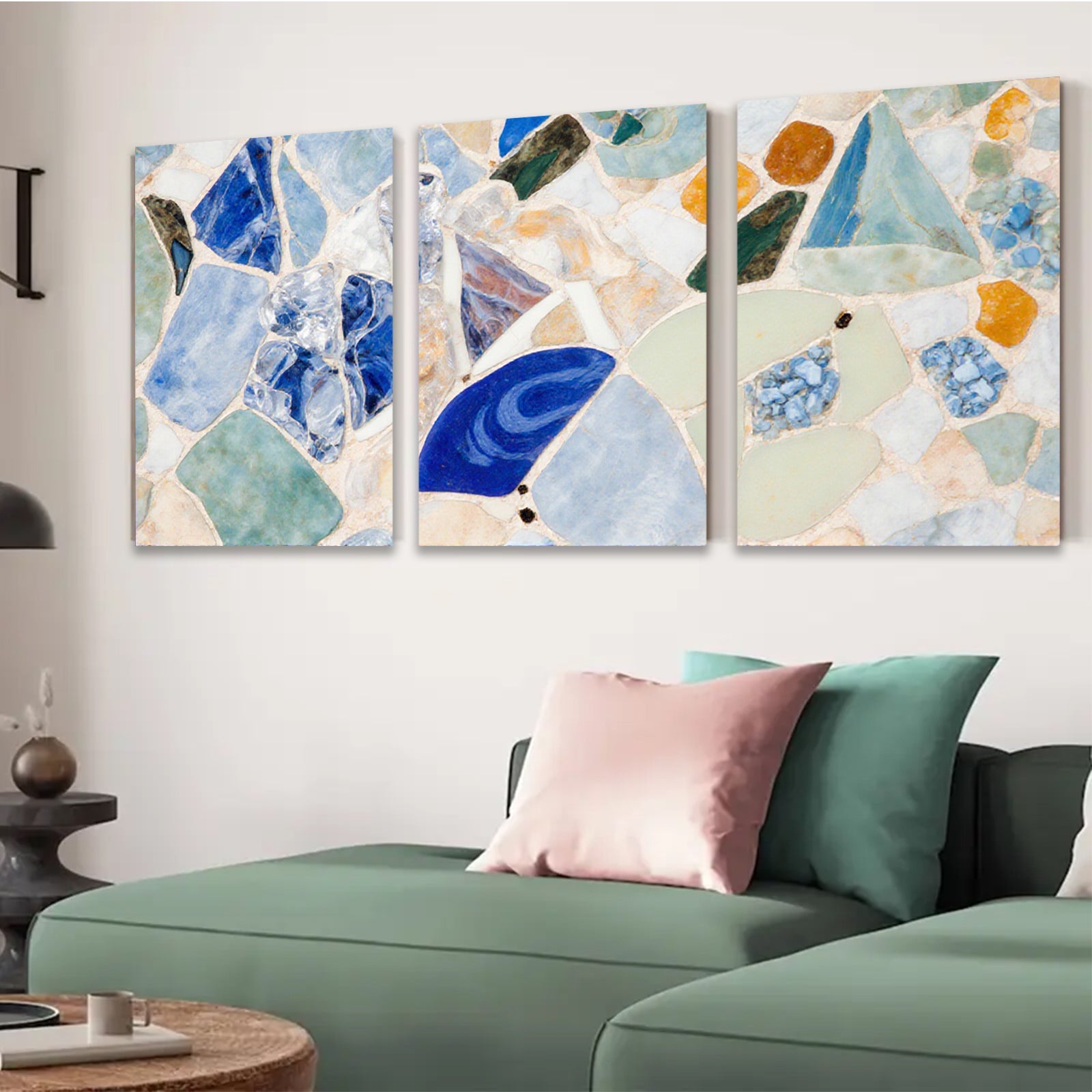 2D flat 1pc abstract mosaic glass texture modern wall art for living room bedroom home decor farmhouse style gallery wrapped canvas prints