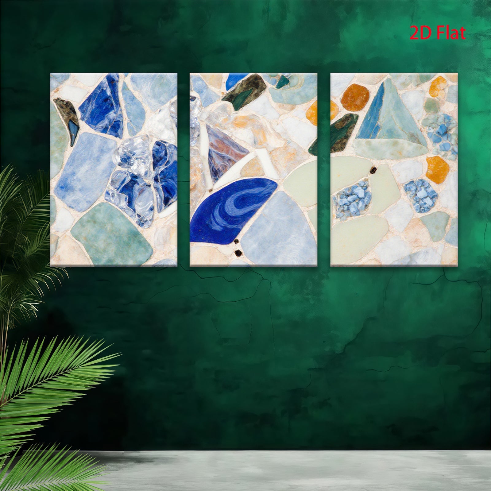 2D flat 1pc abstract mosaic glass texture modern wall art for living room bedroom home decor farmhouse style gallery wrapped canvas prints