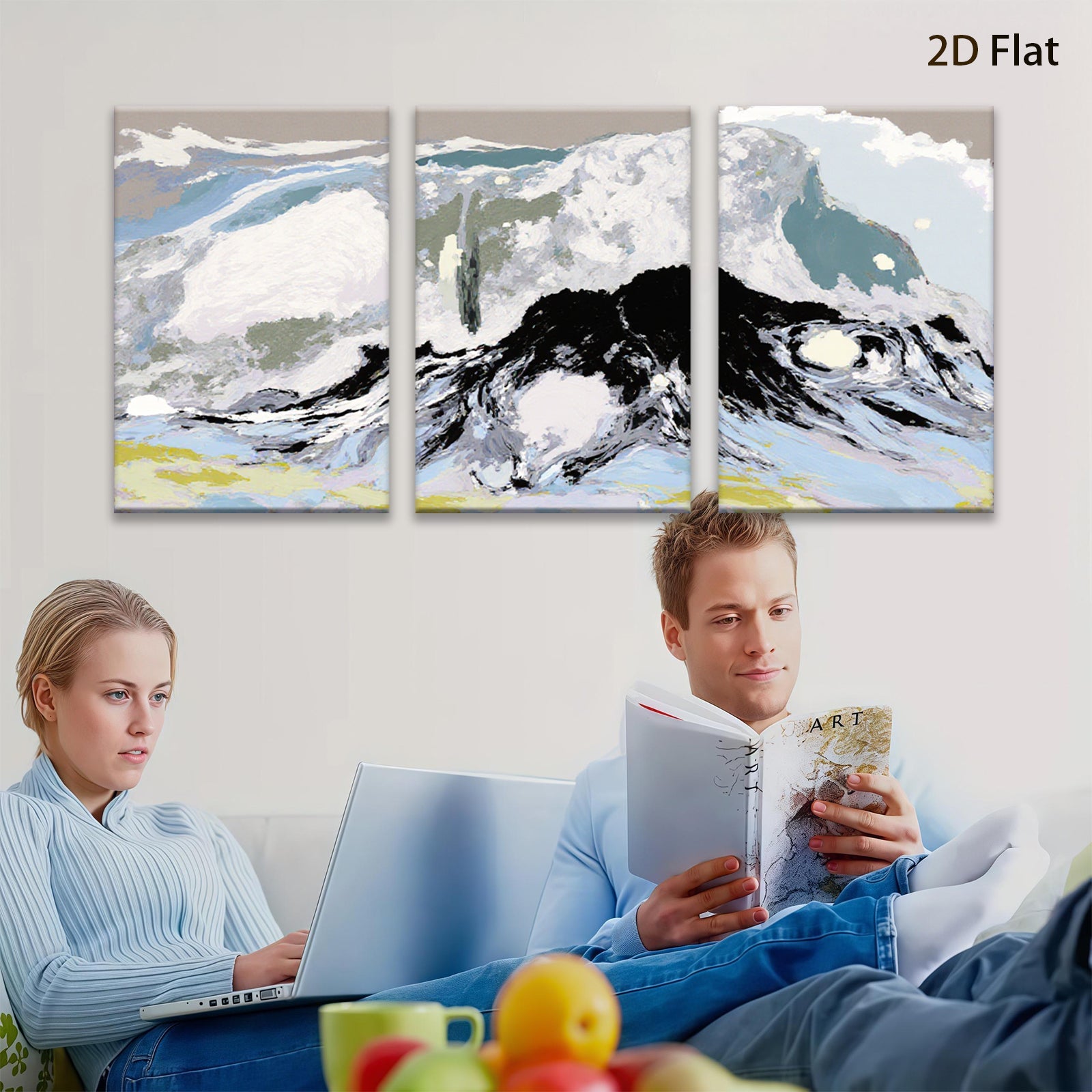 2D flat 1pc abstract mountain landscape wall art modern farmhouse decor living room bedroom gallery wrapped canvas prints ready to hang botanical nature