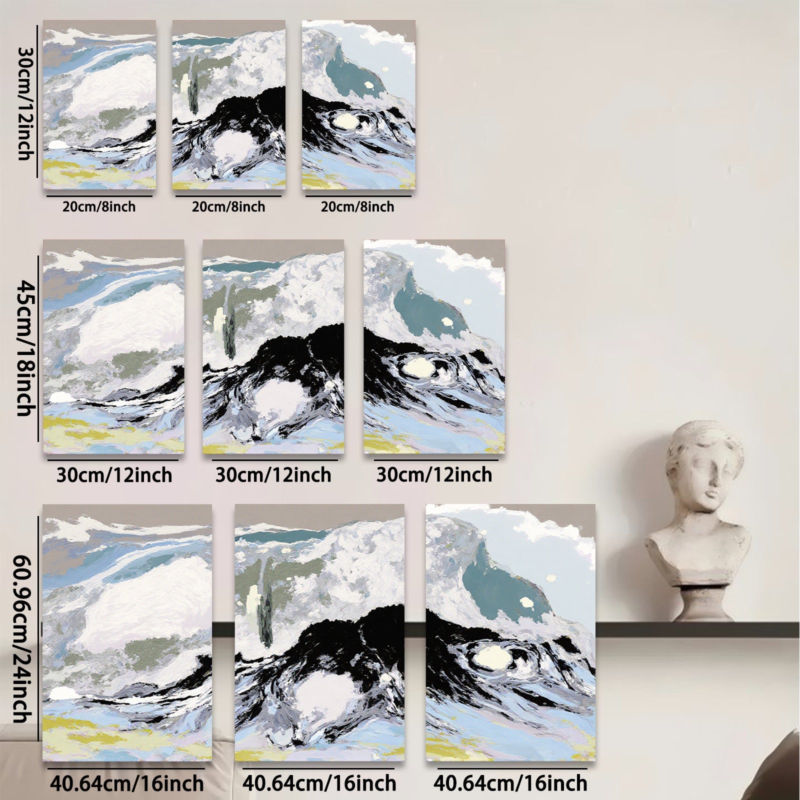 2D flat 1pc abstract mountain landscape wall art modern farmhouse decor living room bedroom gallery wrapped canvas prints ready to hang botanical nature
