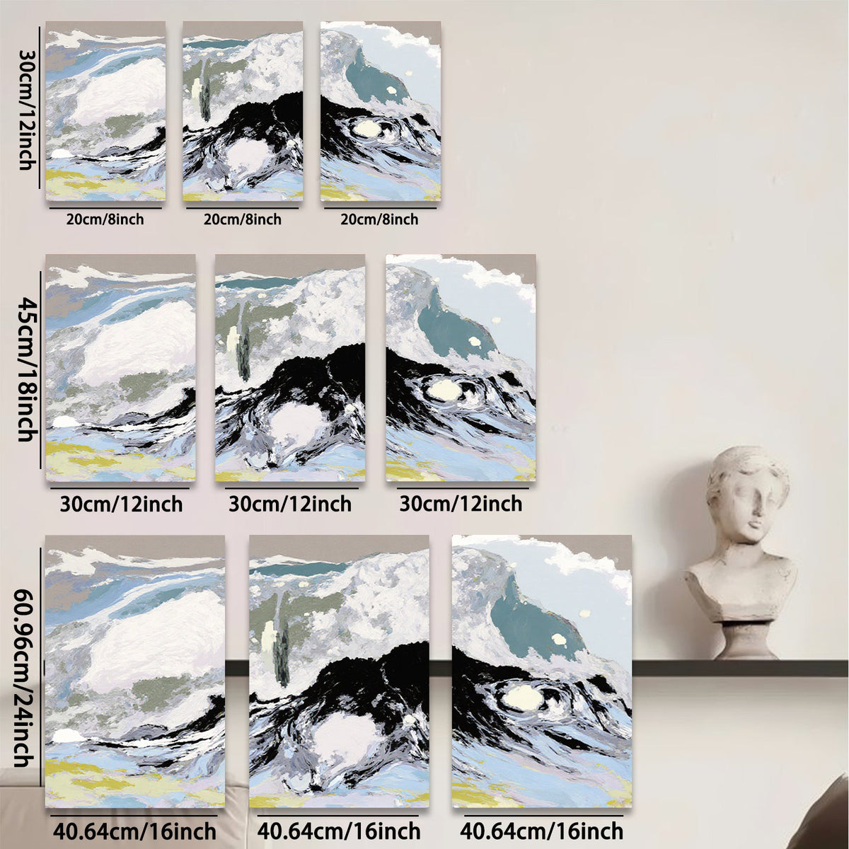 2D flat 1pc abstract mountain landscape wall art modern farmhouse decor living room bedroom gallery wrapped canvas prints ready to hang botanical nature