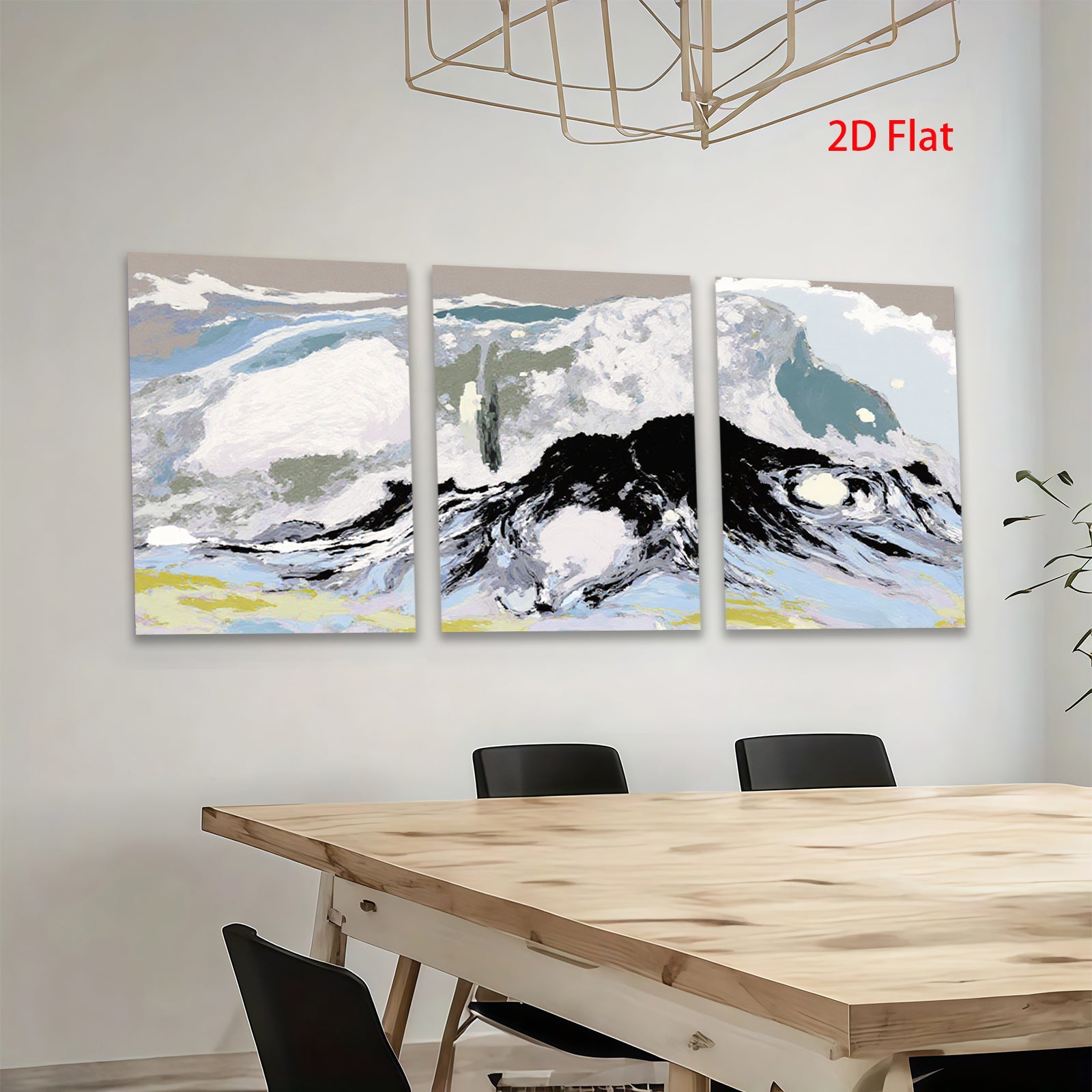 2D flat 1pc abstract mountain landscape wall art modern farmhouse decor living room bedroom gallery wrapped canvas prints ready to hang botanical nature