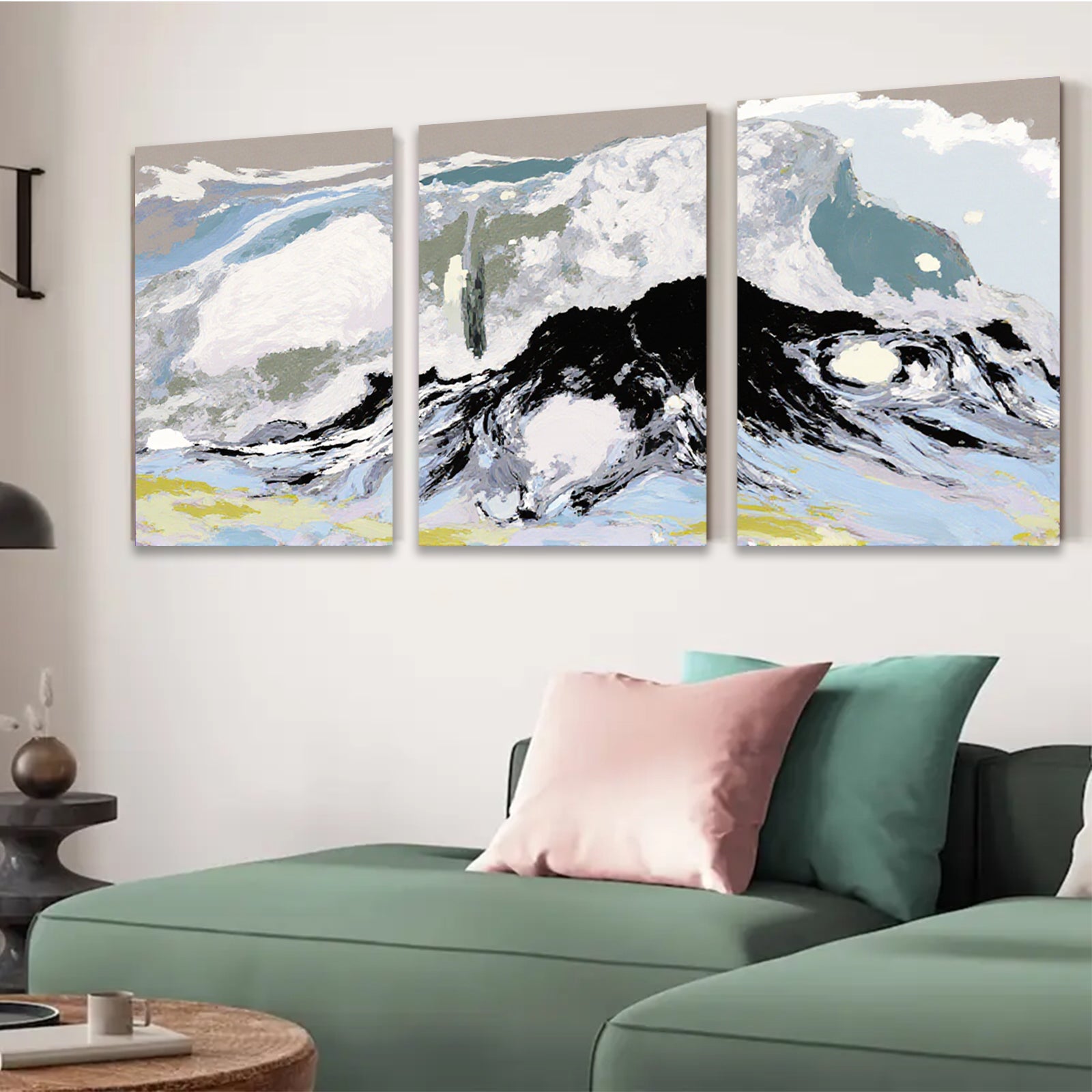 2D flat 1pc abstract mountain landscape wall art modern farmhouse decor living room bedroom gallery wrapped canvas prints ready to hang botanical nature