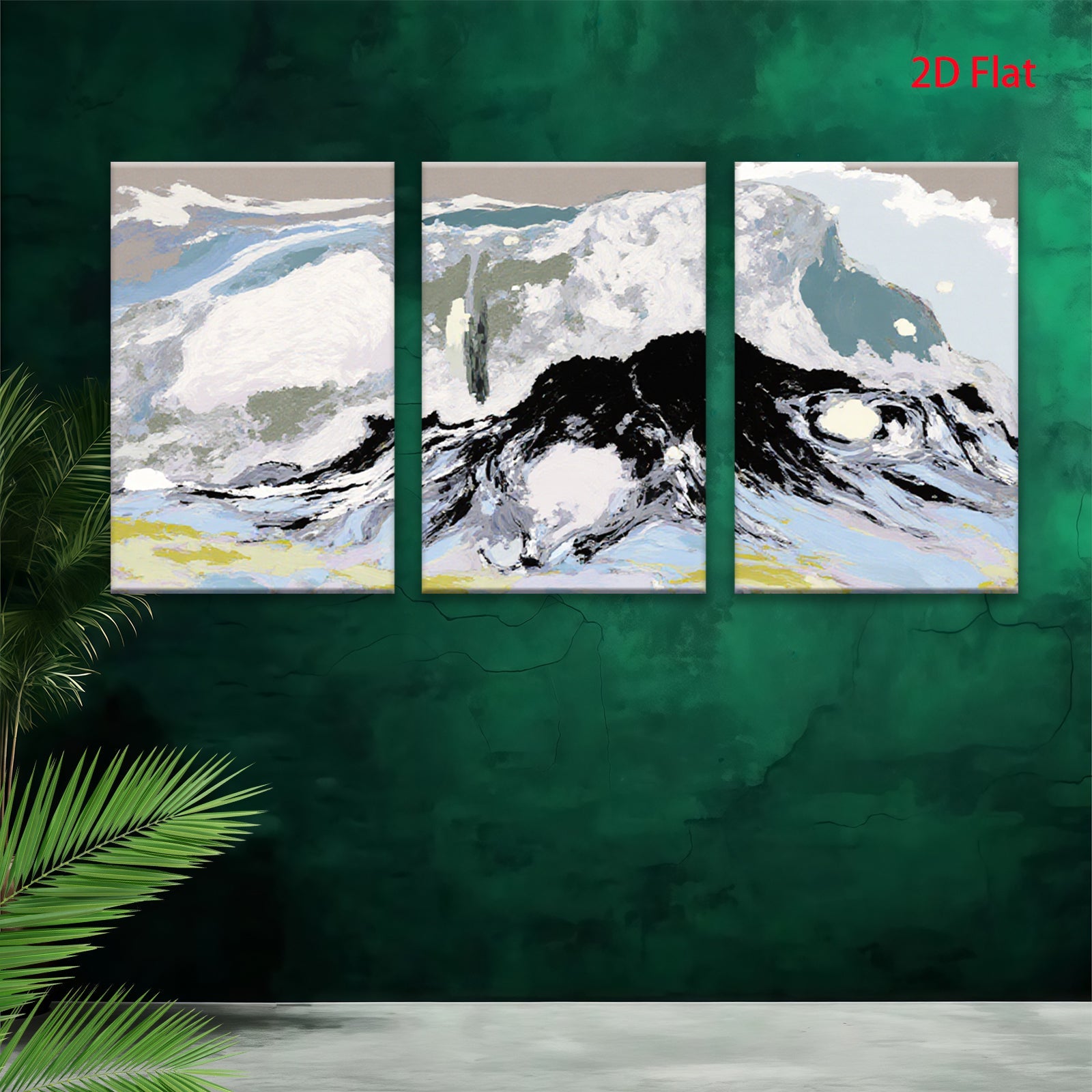 2D flat 1pc abstract mountain landscape wall art modern farmhouse decor living room bedroom gallery wrapped canvas prints ready to hang botanical nature