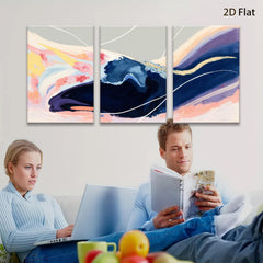 2D flat 1pc abstract navy blue brushstrokes modern wall art for living room bedroom gallery wrapped canvas print farmhouse decor coastal style
