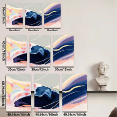 2D flat 1pc abstract navy blue brushstrokes modern wall art for living room bedroom gallery wrapped canvas print farmhouse decor coastal style