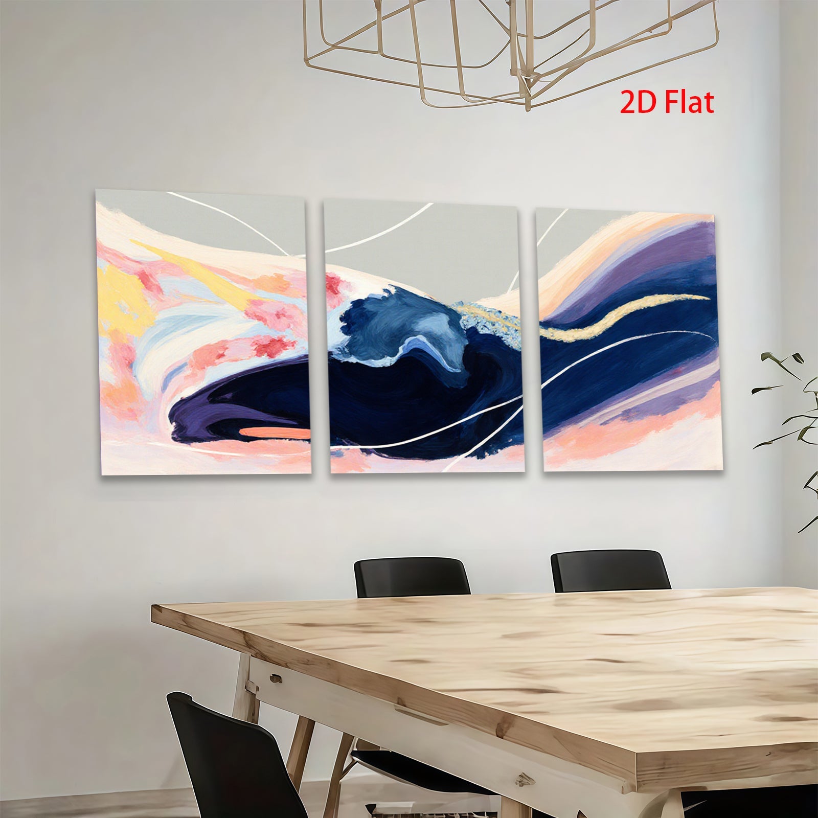 2D flat 1pc abstract navy blue brushstrokes modern wall art for living room bedroom gallery wrapped canvas print farmhouse decor coastal style