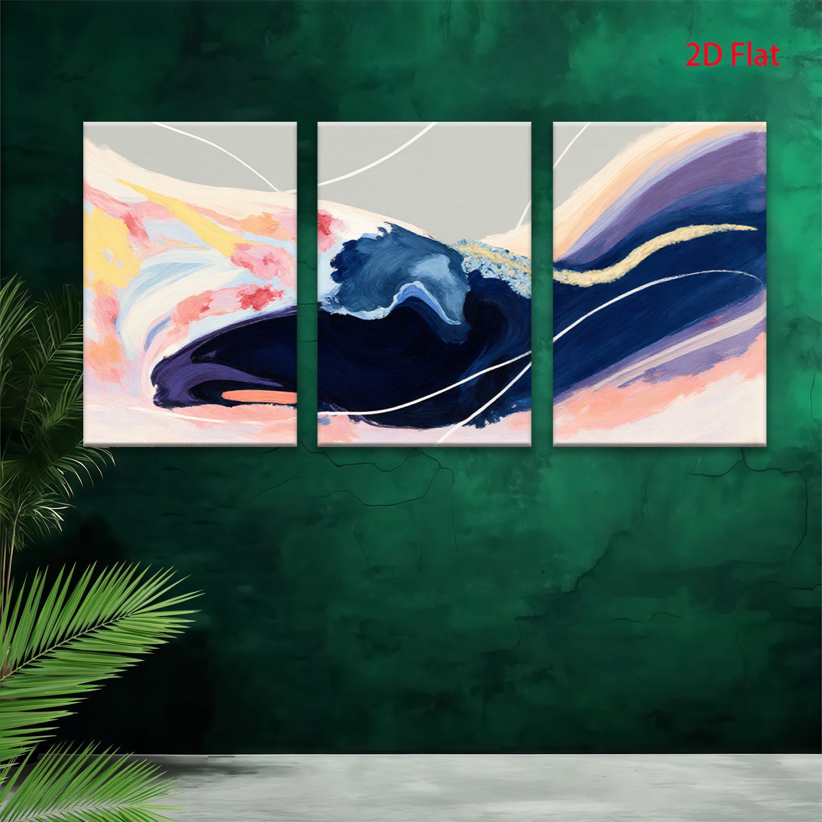 2D flat 1pc abstract navy blue brushstrokes modern wall art for living room bedroom gallery wrapped canvas print farmhouse decor coastal style
