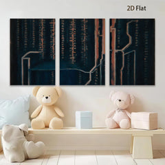 2D flat 1pc abstract navy blue circuit board wall art modern farmhouse living room bedroom decor gallery wrapped canvas prints large size statement piece