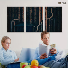 2D flat 1pc abstract navy blue circuit board wall art modern farmhouse living room bedroom decor gallery wrapped canvas prints large size statement piece