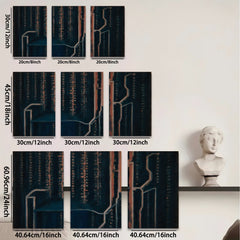 2D flat 1pc abstract navy blue circuit board wall art modern farmhouse living room bedroom decor gallery wrapped canvas prints large size statement piece