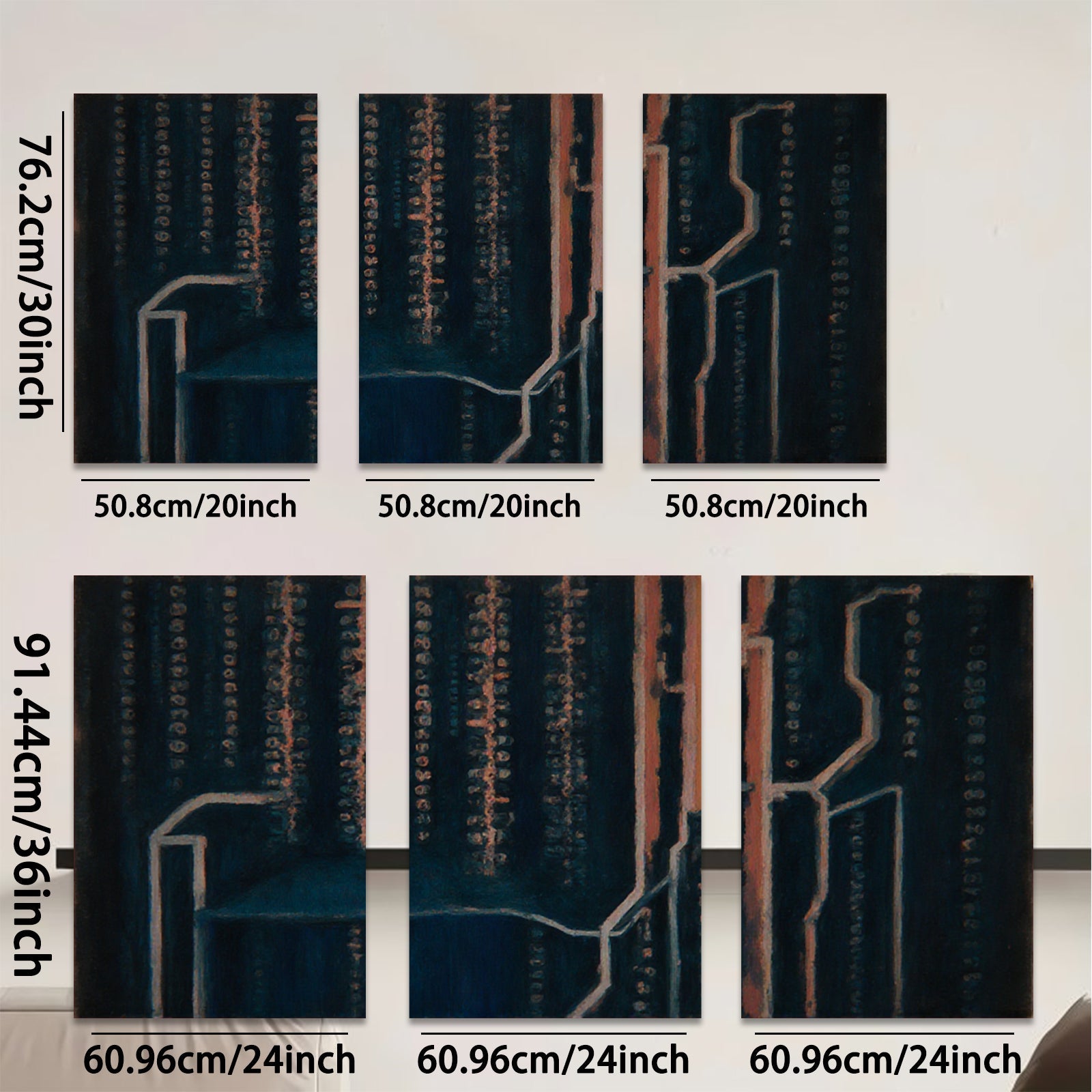 2D flat 1pc abstract navy blue circuit board wall art modern farmhouse living room bedroom decor gallery wrapped canvas prints large size statement piece