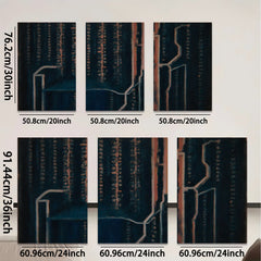 2D flat 1pc abstract navy blue circuit board wall art modern farmhouse living room bedroom decor gallery wrapped canvas prints large size statement piece