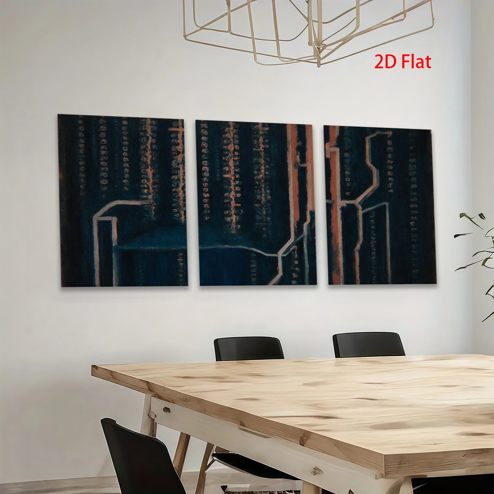 2D flat 1pc abstract navy blue circuit board wall art modern farmhouse living room bedroom decor gallery wrapped canvas prints large size statement piece