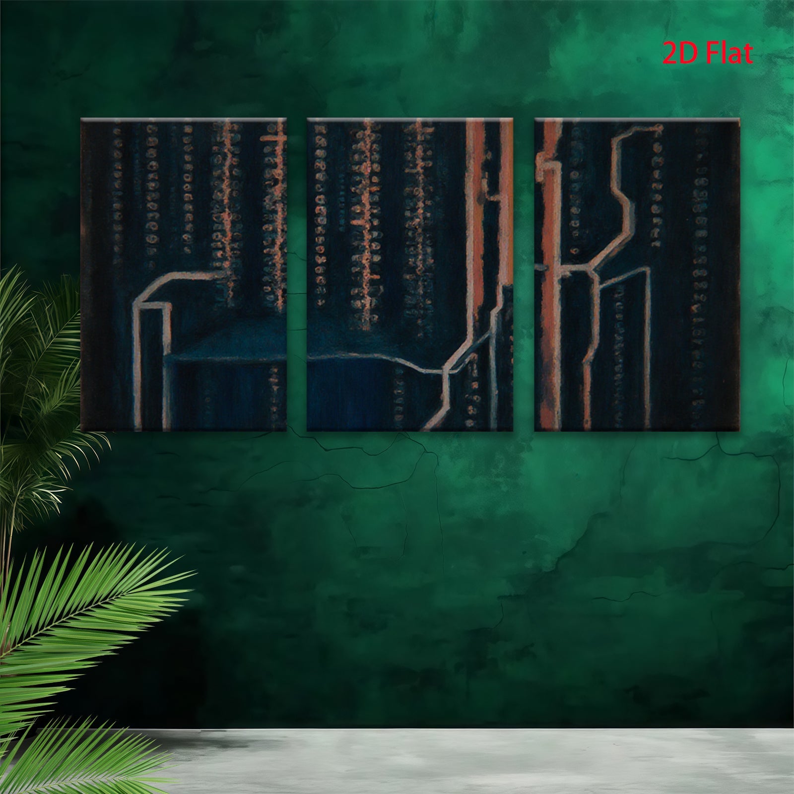 2D flat 1pc abstract navy blue circuit board wall art modern farmhouse living room bedroom decor gallery wrapped canvas prints large size statement piece