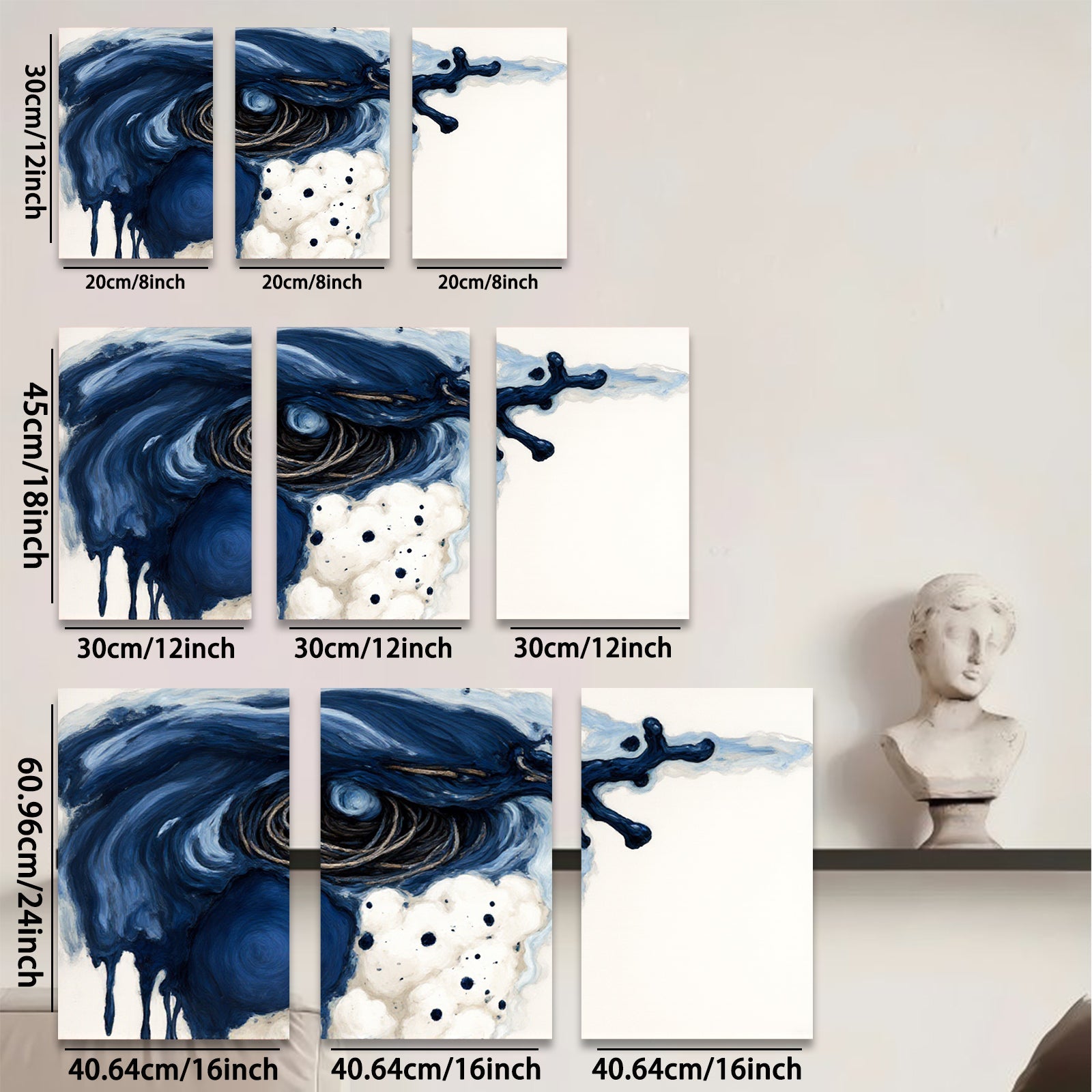 2D flat 1pc abstract navy blue eye wall art decor for living room bedroom modern farmhouse gallery wrapped canvas prints ready to hang stylish