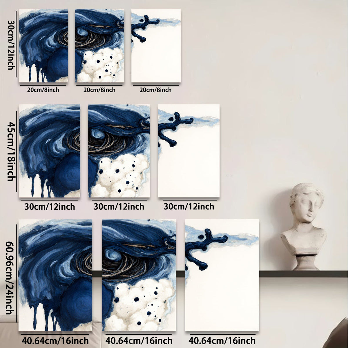 2D flat 1pc abstract navy blue eye wall art decor for living room bedroom modern farmhouse gallery wrapped canvas prints ready to hang stylish