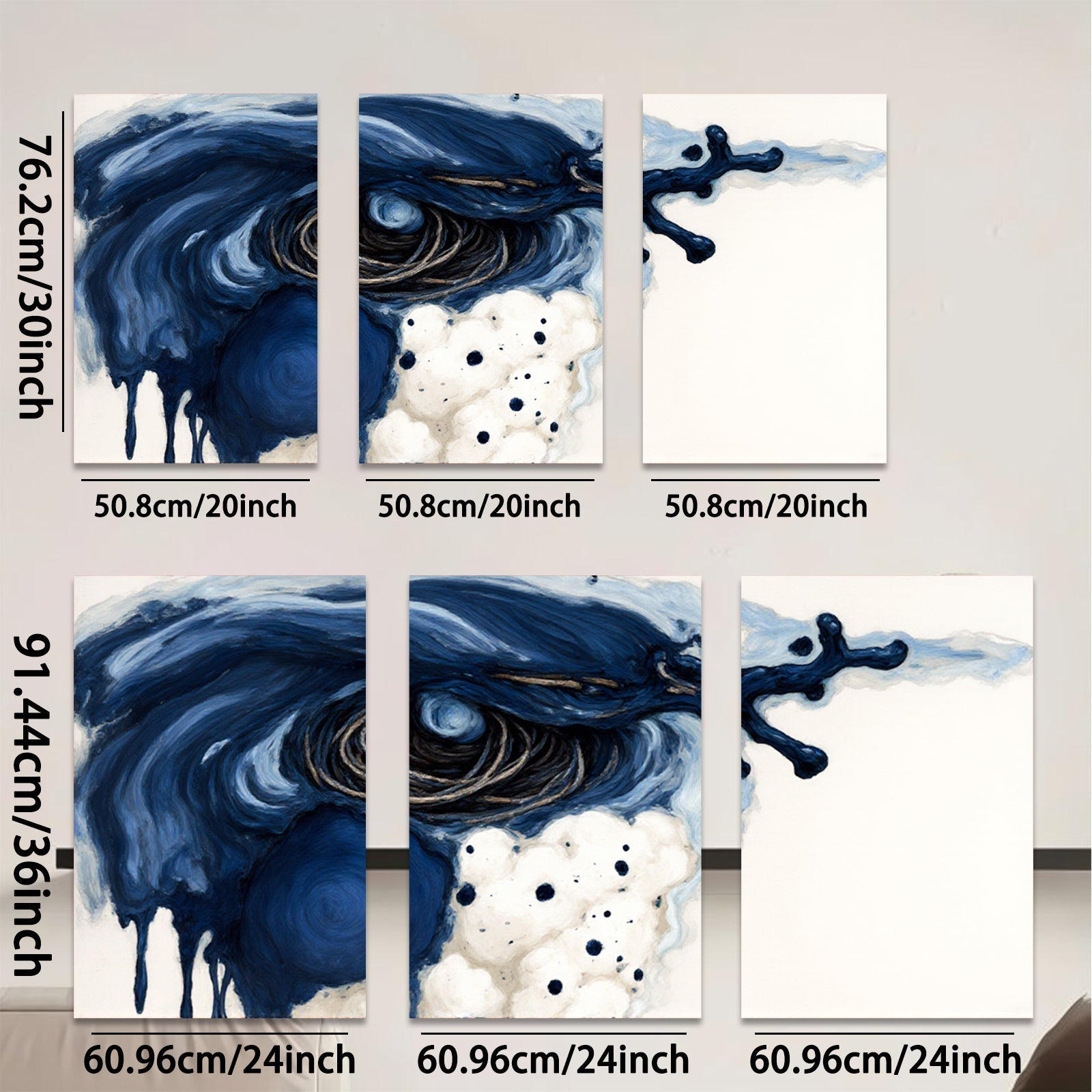 2D flat 1pc abstract navy blue eye wall art decor for living room bedroom modern farmhouse gallery wrapped canvas prints ready to hang stylish