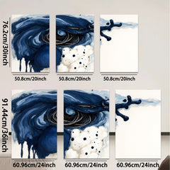 2D flat 1pc abstract navy blue eye wall art decor for living room bedroom modern farmhouse gallery wrapped canvas prints ready to hang stylish