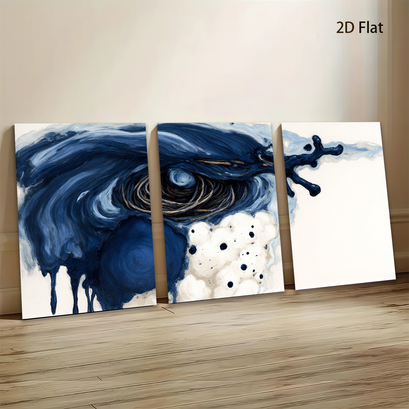 2D flat 1pc abstract navy blue eye wall art decor for living room bedroom modern farmhouse gallery wrapped canvas prints ready to hang stylish