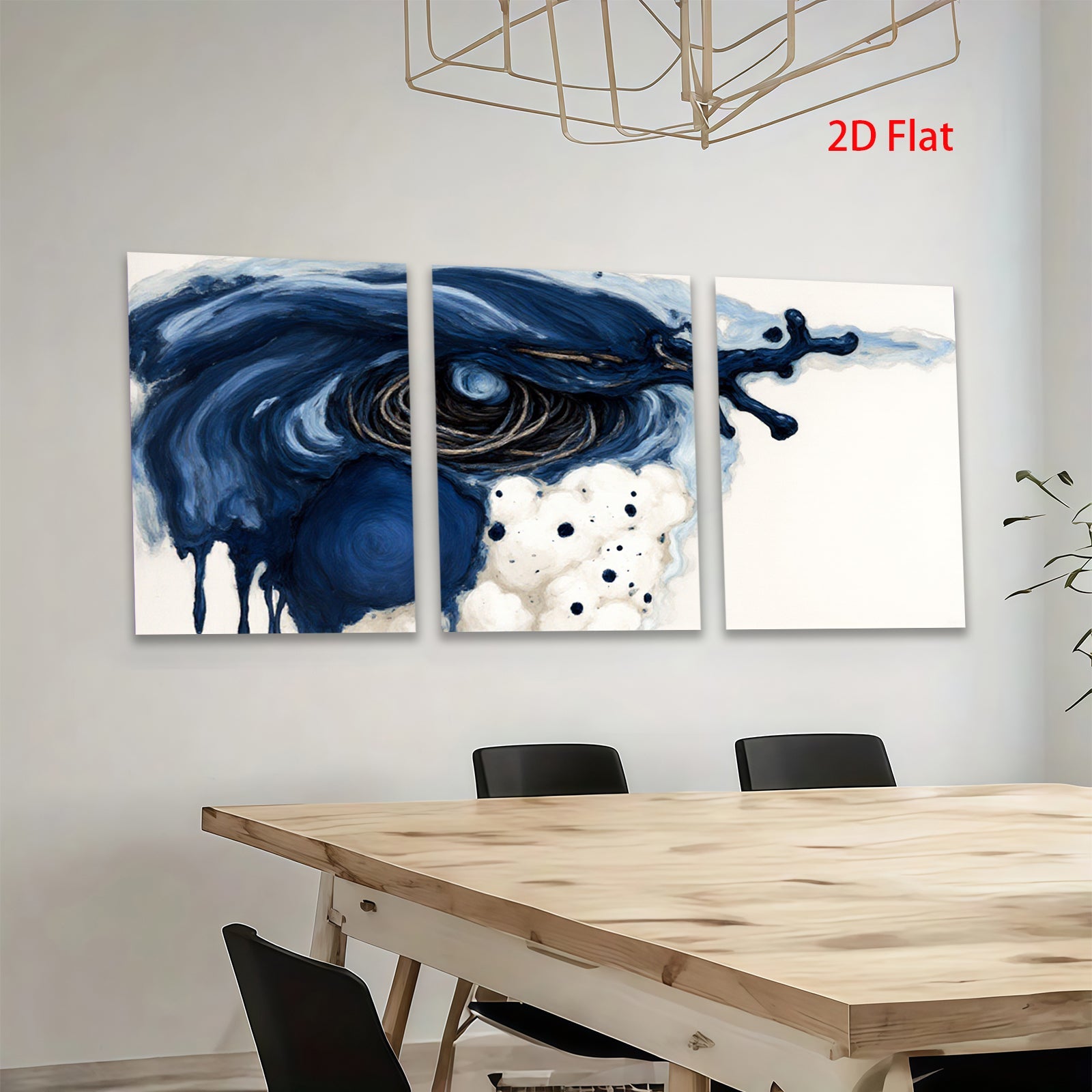 2D flat 1pc abstract navy blue eye wall art decor for living room bedroom modern farmhouse gallery wrapped canvas prints ready to hang stylish