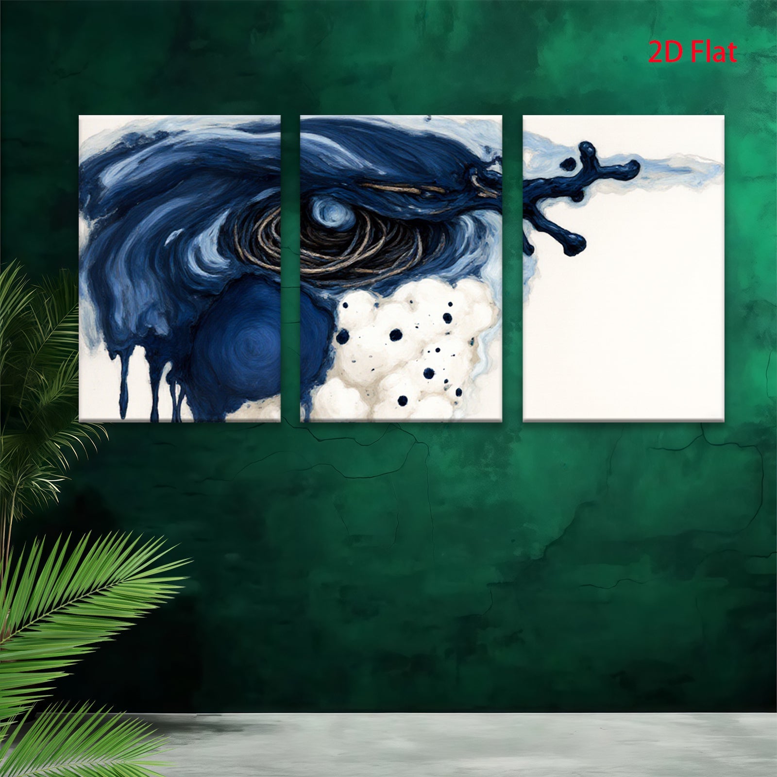 2D flat 1pc abstract navy blue eye wall art decor for living room bedroom modern farmhouse gallery wrapped canvas prints ready to hang stylish