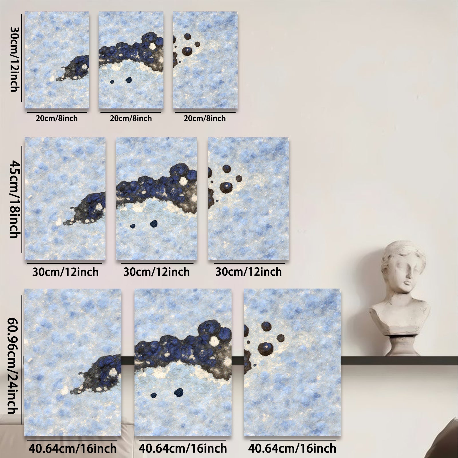 2D flat 1pc abstract navy blue ink splash wall art canvas prints for living room bedroom home decor farmhouse style modern minimalist gallery wrapped