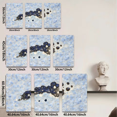 2D flat 1pc abstract navy blue ink splash wall art canvas prints for living room bedroom home decor farmhouse style modern minimalist gallery wrapped