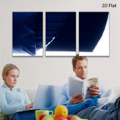 2D flat 1pc abstract navy blue wave modern wall art for living room bedroom home decor gallery wrapped canvas prints farmhouse style statement piece