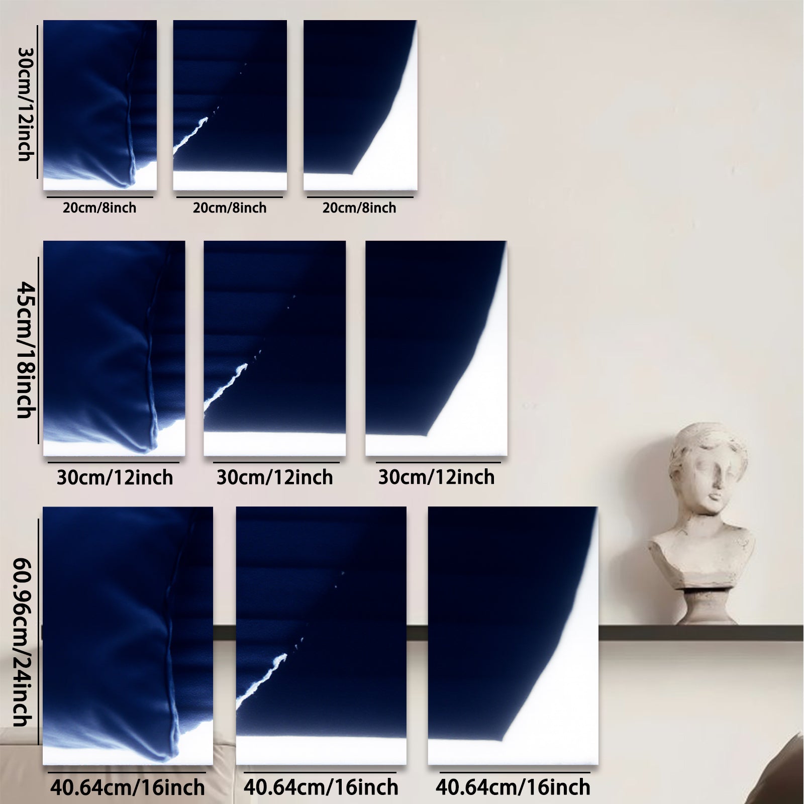 2D flat 1pc abstract navy blue wave modern wall art for living room bedroom home decor gallery wrapped canvas prints farmhouse style statement piece