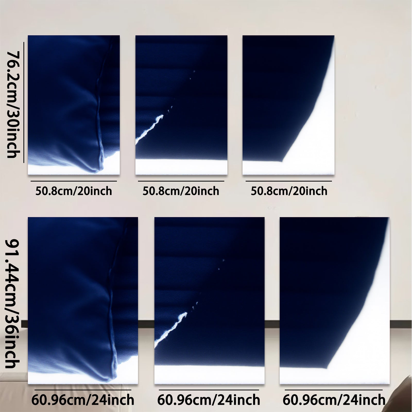 2D flat 1pc abstract navy blue wave modern wall art for living room bedroom home decor gallery wrapped canvas prints farmhouse style statement piece
