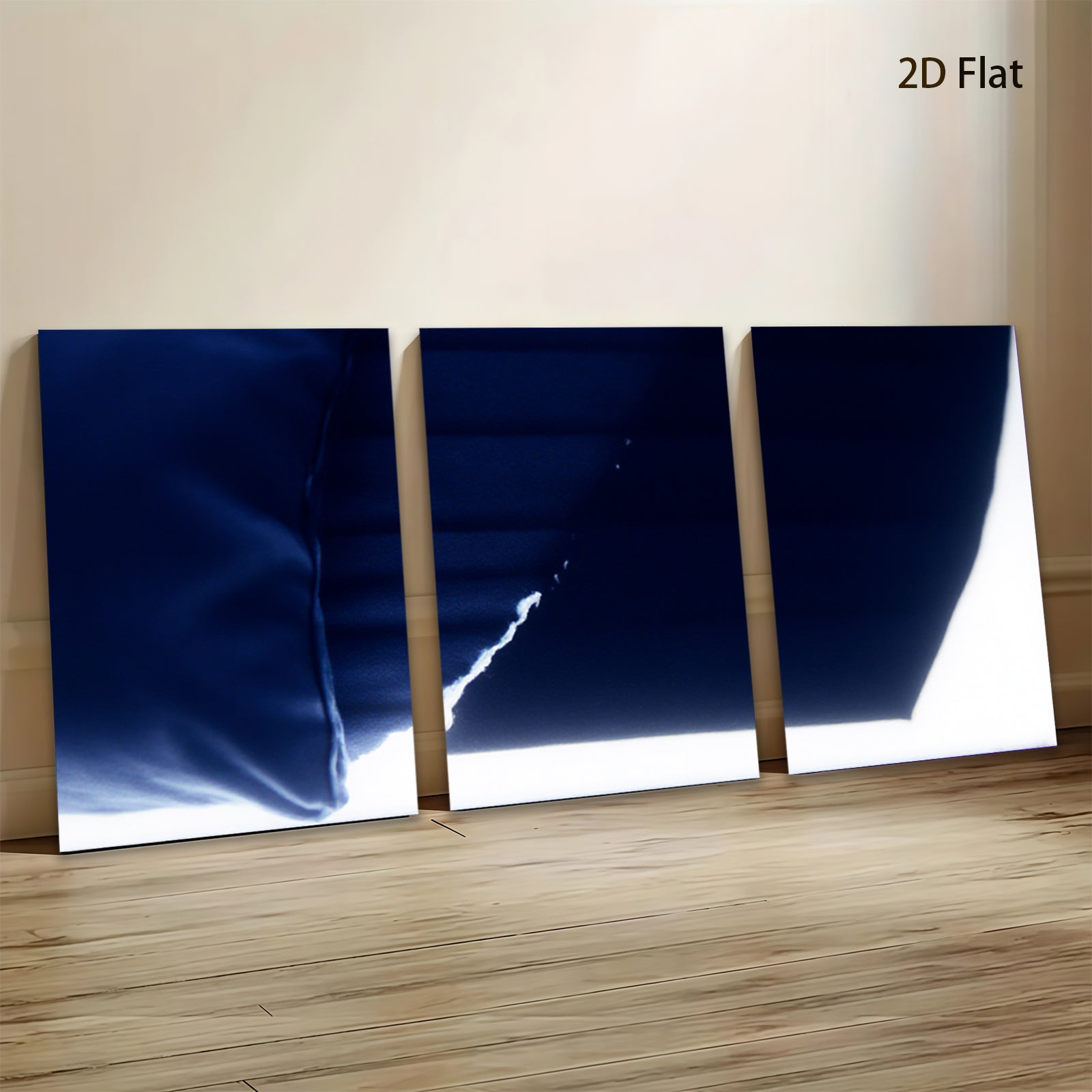2D flat 1pc abstract navy blue wave modern wall art for living room bedroom home decor gallery wrapped canvas prints farmhouse style statement piece