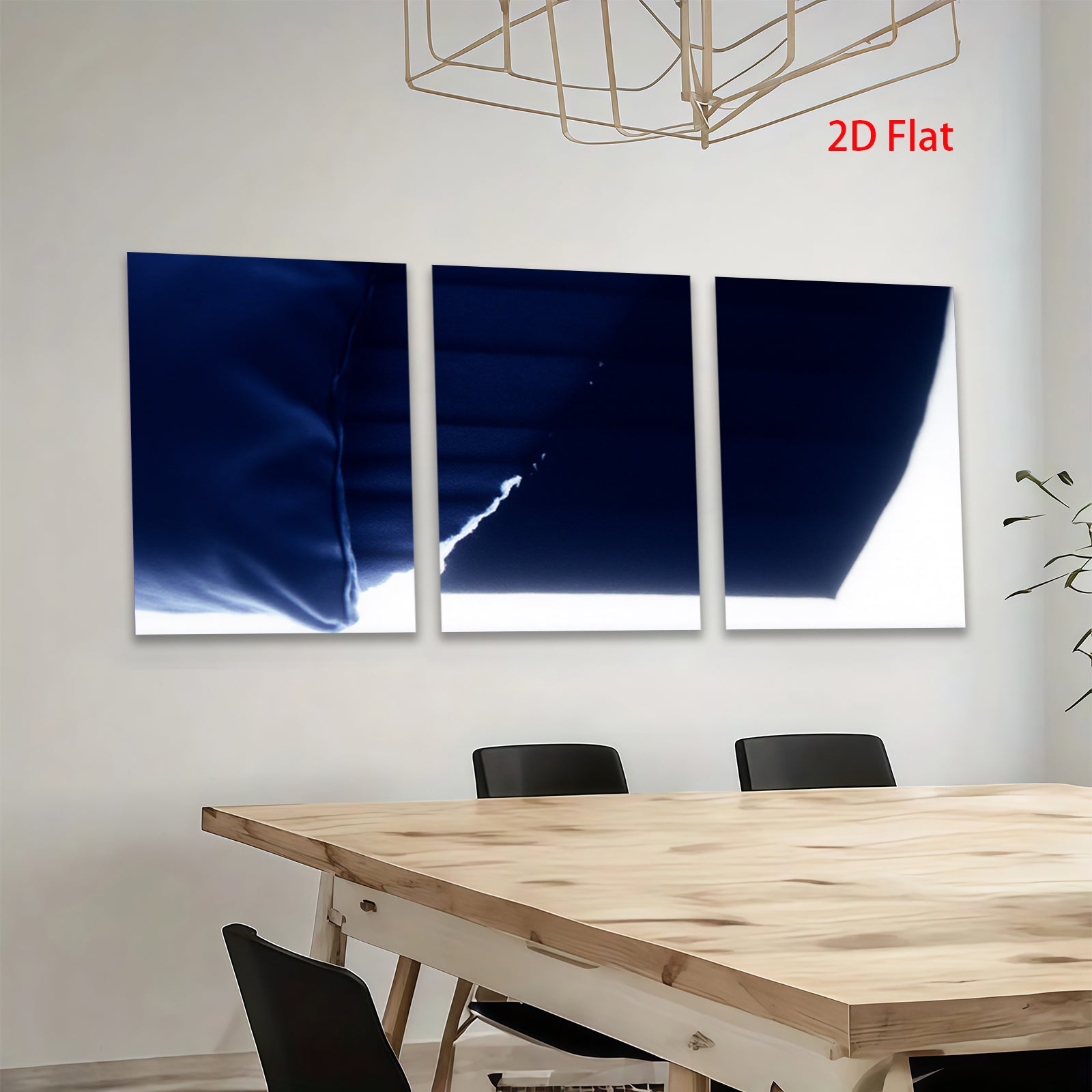 2D flat 1pc abstract navy blue wave modern wall art for living room bedroom home decor gallery wrapped canvas prints farmhouse style statement piece