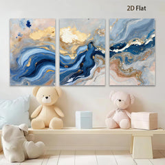 2D flat 1pc abstract navy gold marble swirls modern wall art living room bedroom home decor farmhouse style gallery wrapped canvas prints
