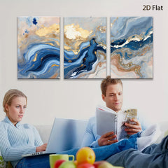 2D flat 1pc abstract navy gold marble swirls modern wall art living room bedroom home decor farmhouse style gallery wrapped canvas prints