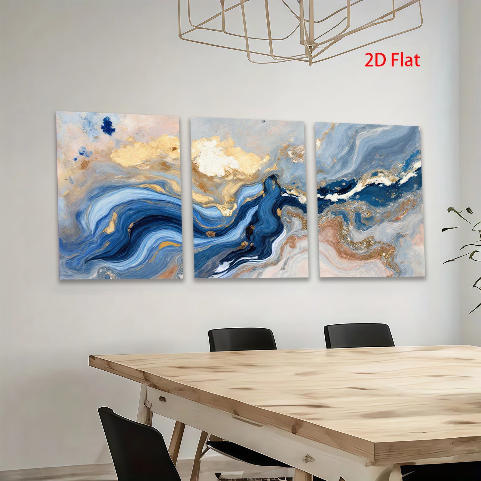 2D flat 1pc abstract navy gold marble swirls modern wall art living room bedroom home decor farmhouse style gallery wrapped canvas prints