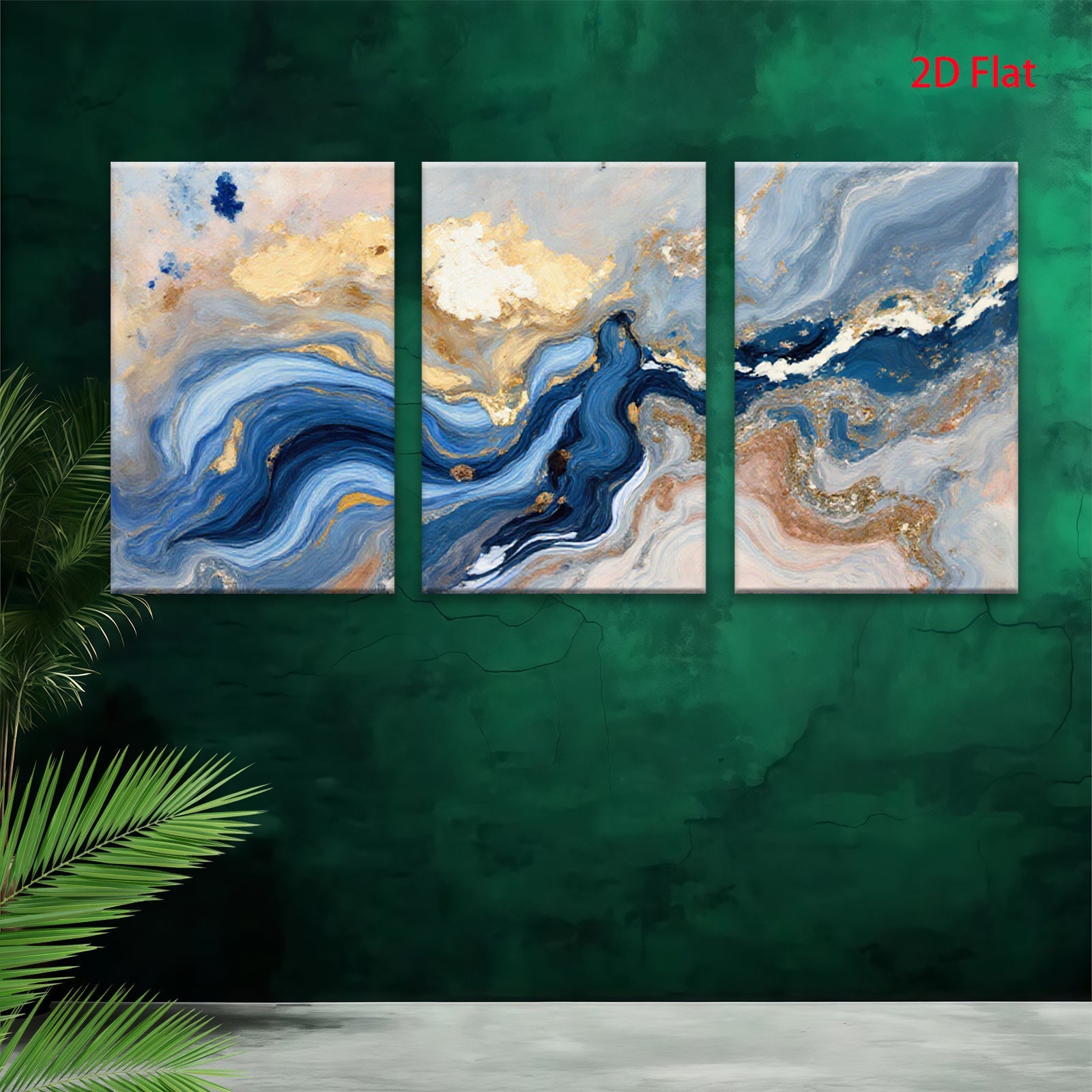 2D flat 1pc abstract navy gold marble swirls modern wall art living room bedroom home decor farmhouse style gallery wrapped canvas prints