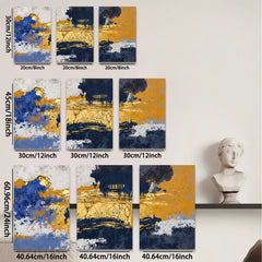 2D flat 1pc abstract navy gold splash canvas wall art modern farmhouse living room bedroom decor gallery wrapped ready to hang inspirational