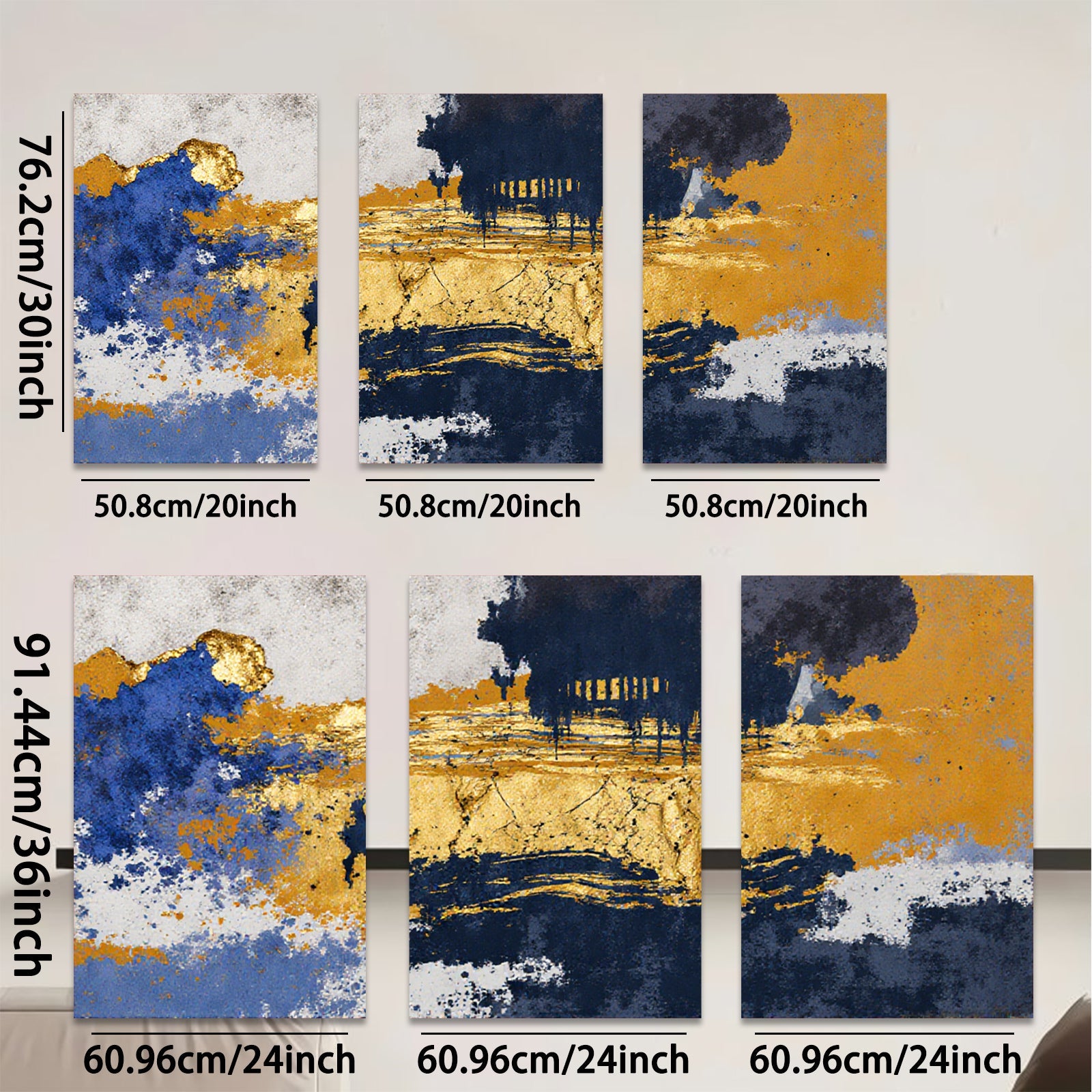 2D flat 1pc abstract navy gold splash canvas wall art modern farmhouse living room bedroom decor gallery wrapped ready to hang inspirational