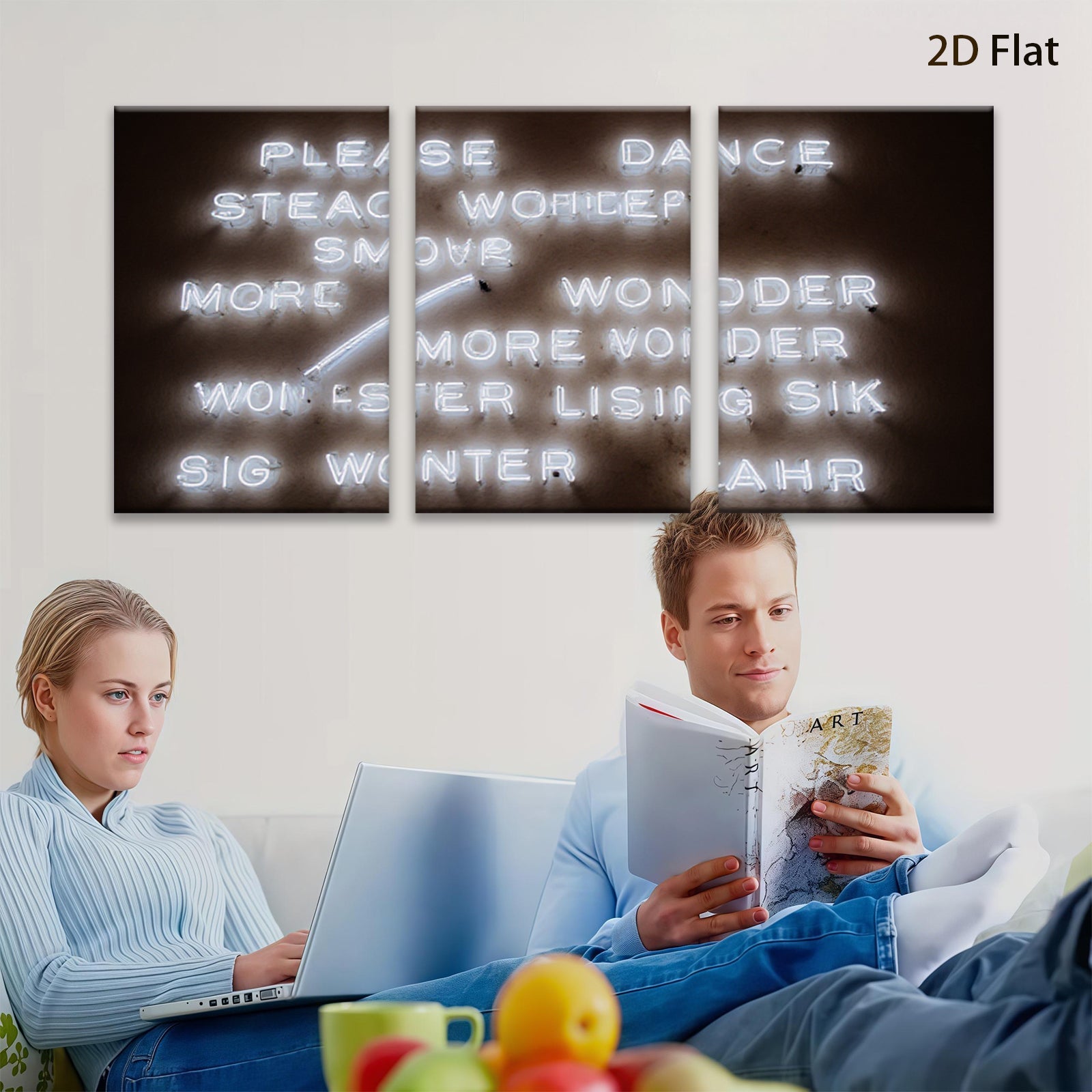 2D flat 1pc abstract neon word art wall decor modern farmhouse living room bedroom gallery wrapped canvas prints inspirational quotes cozy vibes