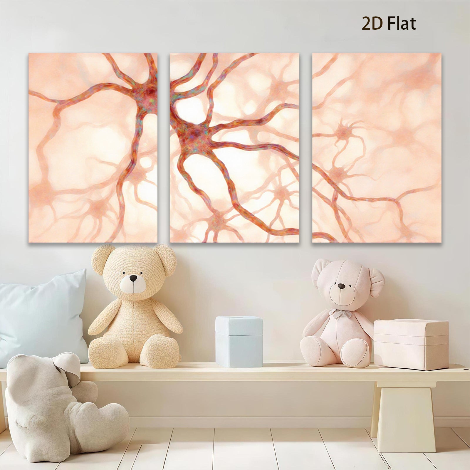 2D flat 1pc abstract neural network biology wall art for living room bedroom office decor modern farmhouse aesthetic gallery wrapped canvas prints