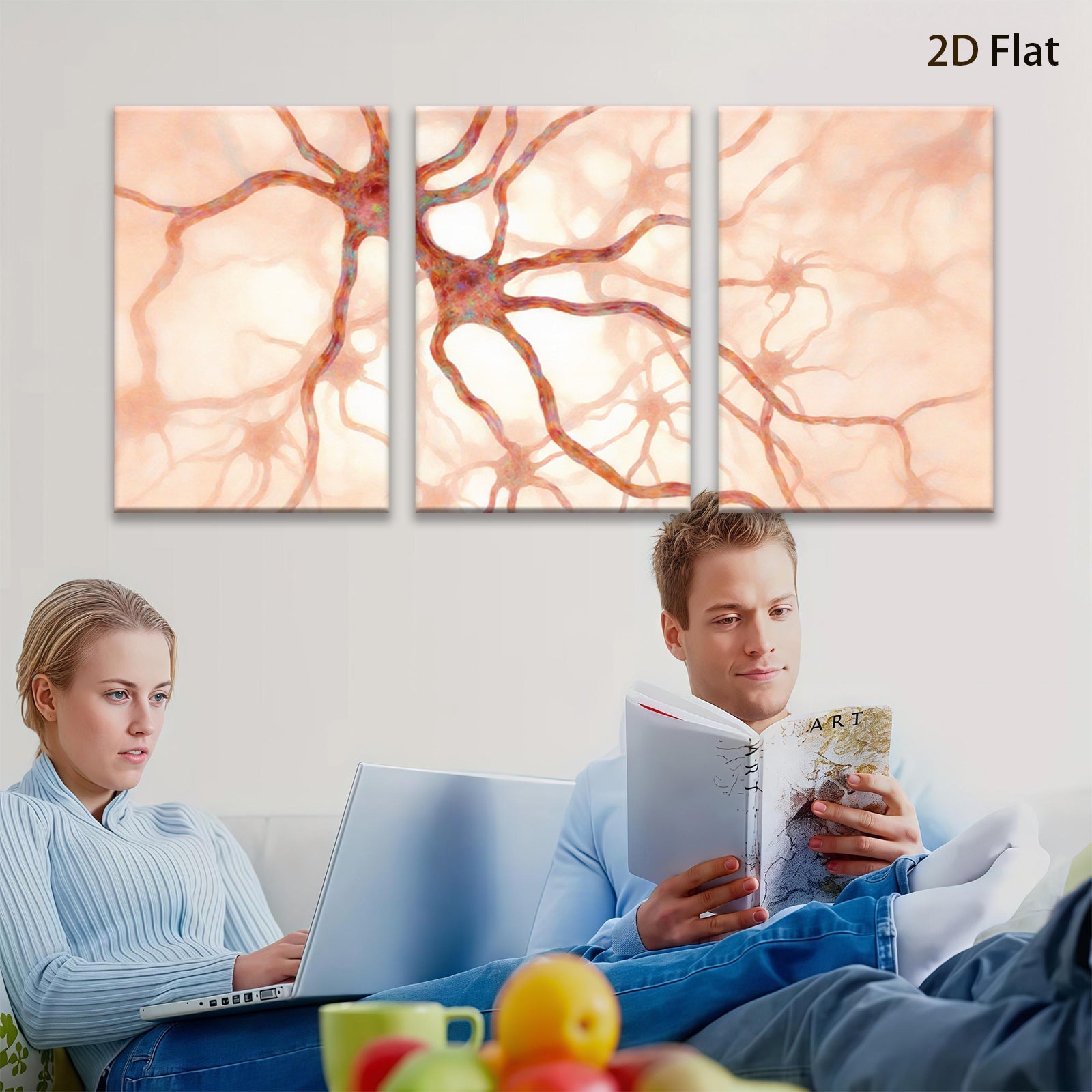 2D flat 1pc abstract neural network biology wall art for living room bedroom office decor modern farmhouse aesthetic gallery wrapped canvas prints