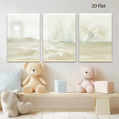 2D flat 1pc abstract neutral tones soft waves calming bedroom living room gallery wrapped canvas modern farmhouse decor