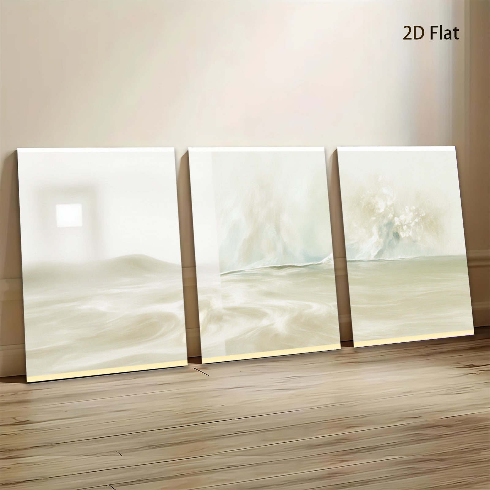 2D flat 1pc abstract neutral tones soft waves calming bedroom living room gallery wrapped canvas modern farmhouse decor