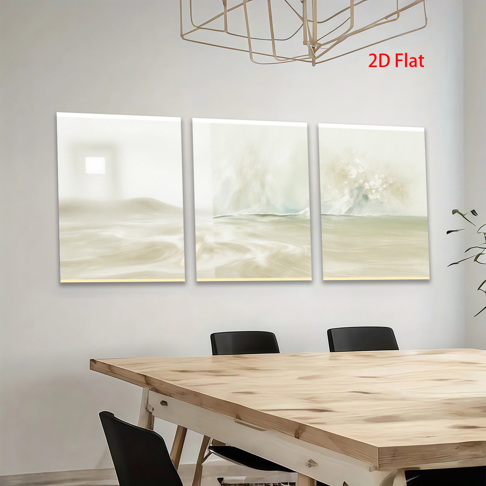 2D flat 1pc abstract neutral tones soft waves calming bedroom living room gallery wrapped canvas modern farmhouse decor